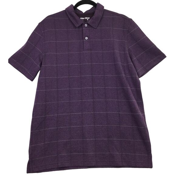 Allen Oliver Men’s Purple Plaid Preppy Collared Short Sleeve Golf Polo Shirt M - Picture 1 of 8